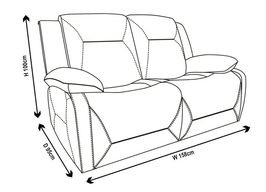 Abruzzo Dark Brown Leather 2 Seater Recliner Sofa