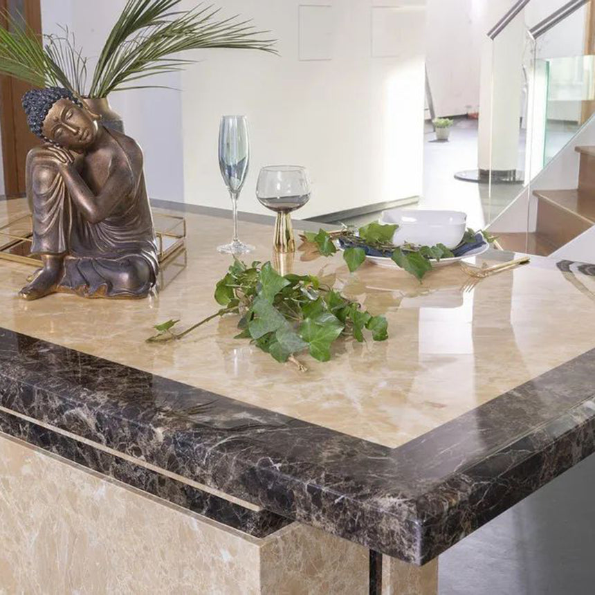 Sicily Cream Marble Dining Table with  Pedestal Base