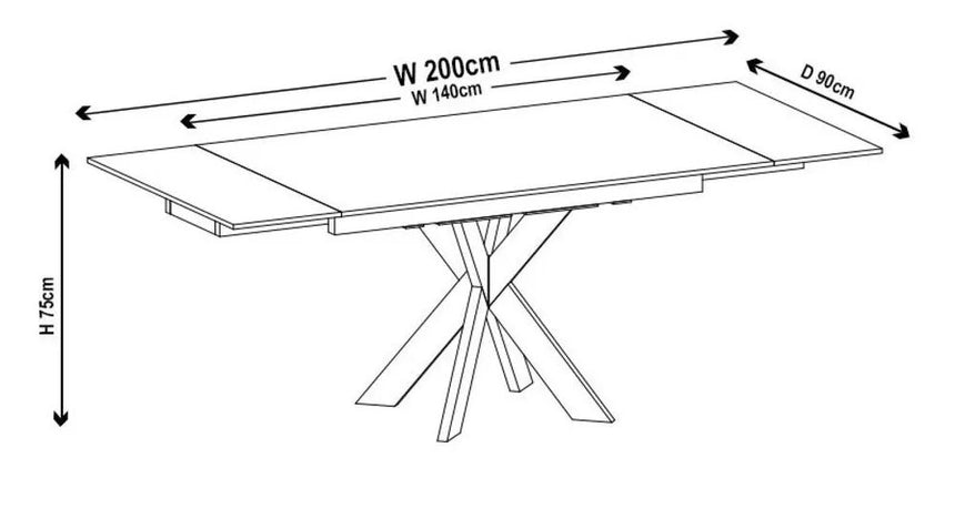Conley White Ceramic Extending Dining Table with Black Star Base