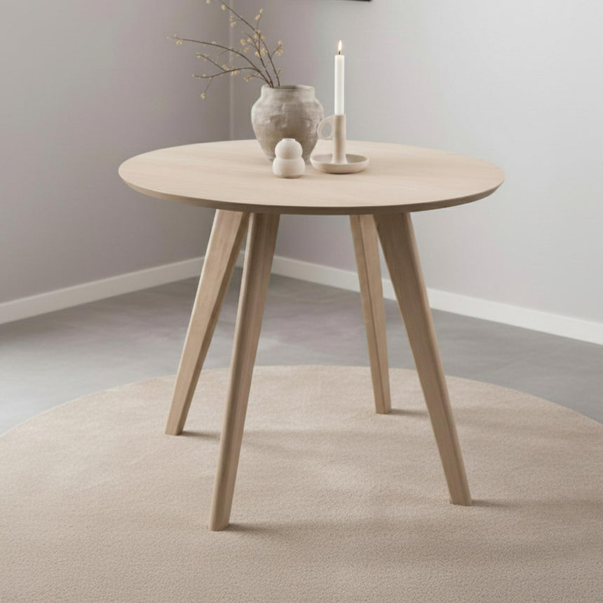 Townsville Round Dining Table - 2 Seater - 100cm - White Oak