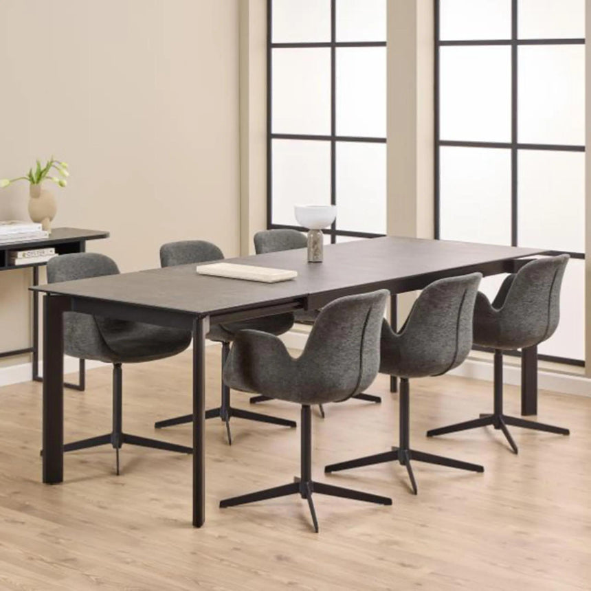 Palermo Extending Dining Table - 6-10 Seater - 180cm-240cm - Black Ceramic