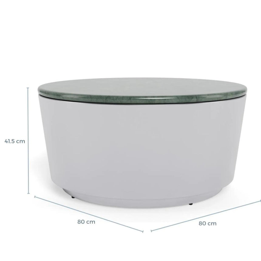 Cangas Coffee Table - Round - Green Marble Top - Large