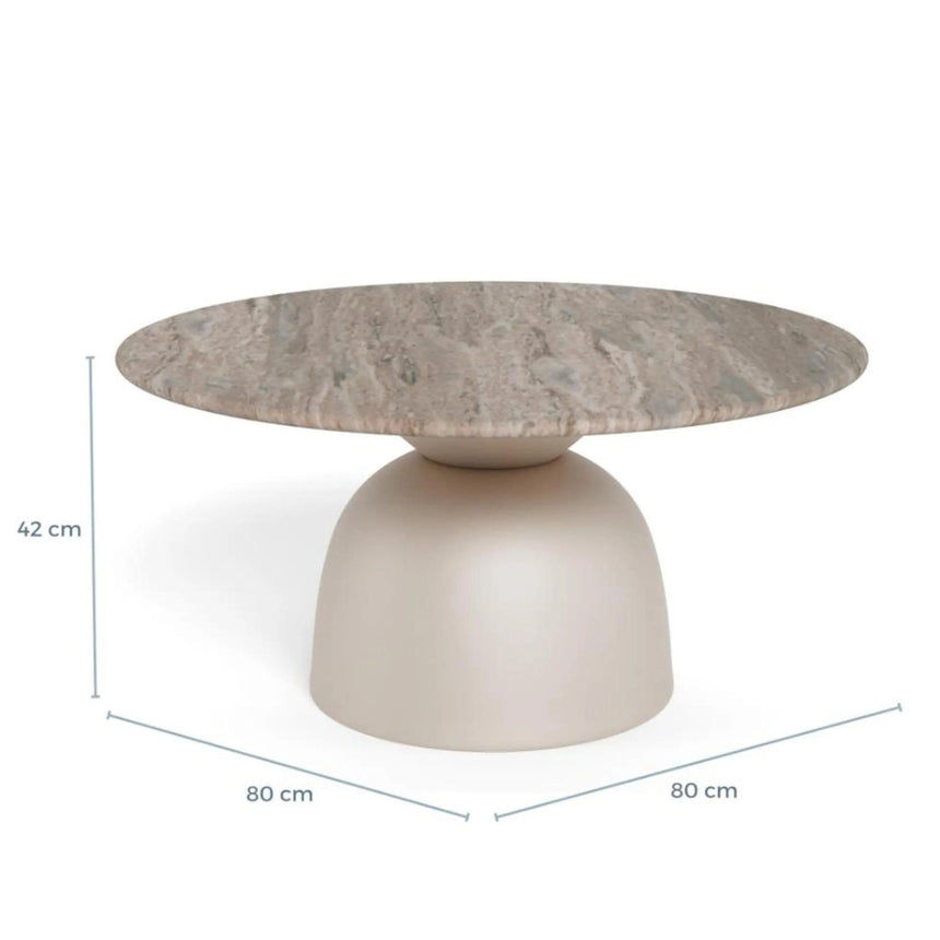 Ferrol Coffee Table - Round - Grey Marble with Grey Base