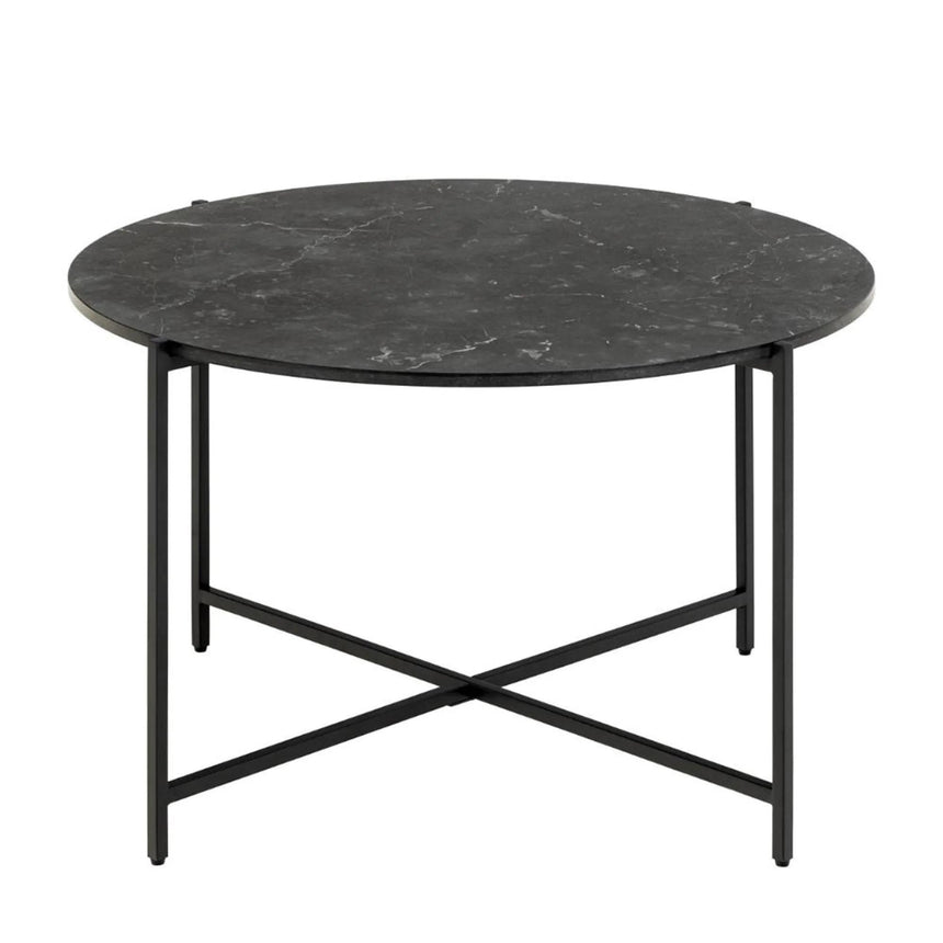 Lamoine Coffee Table - Round - Black Marble Effect