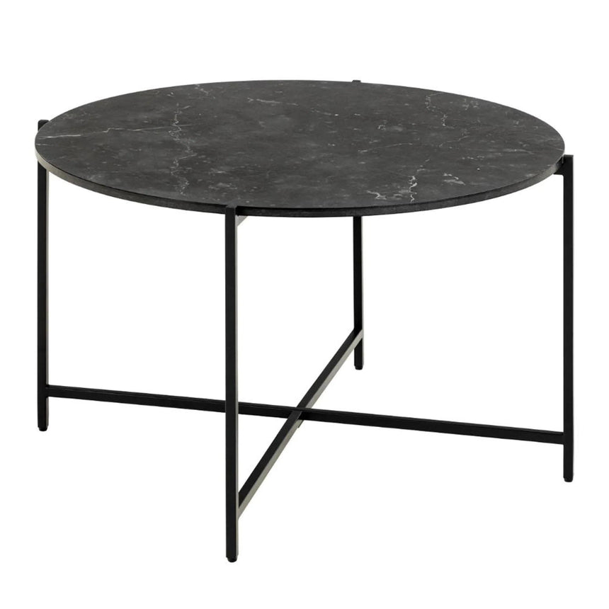 Lamoine Coffee Table - Round - Black Marble Effect