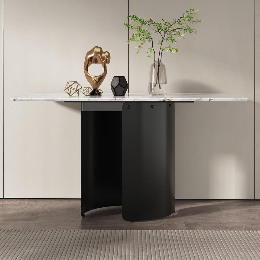 Lorea Console Table - White Marble - Black Base