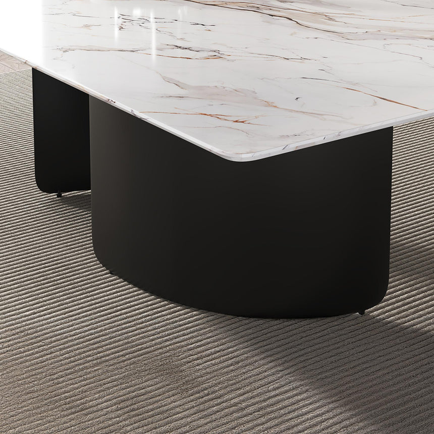 Lorea Dining Table - White Marble - Black Base - Sizes Available