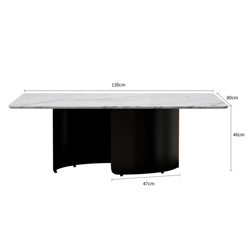 Lorea Coffee Table - White Marble - Black Base