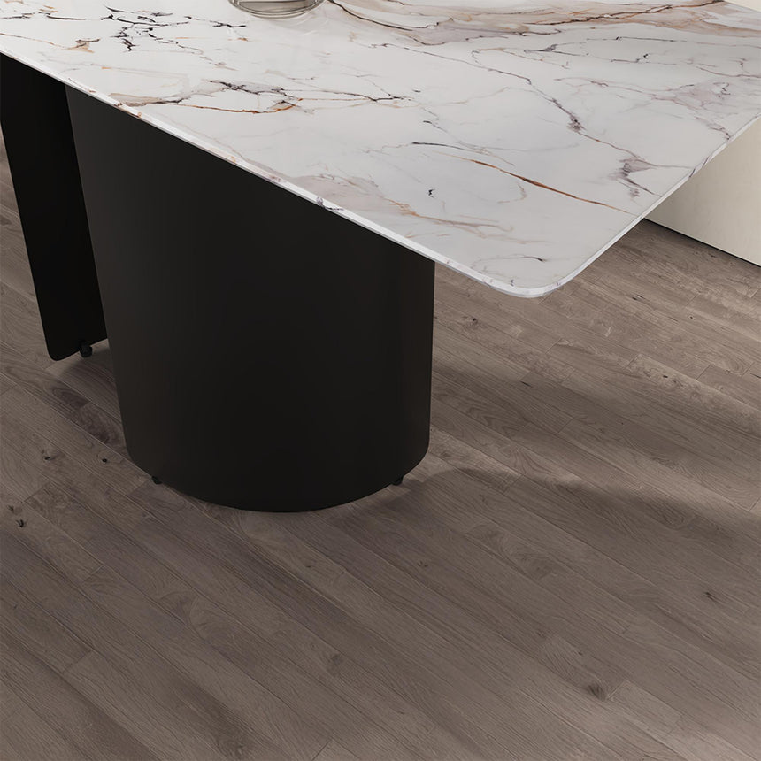 Lorea Console Table - White Marble - Black Base