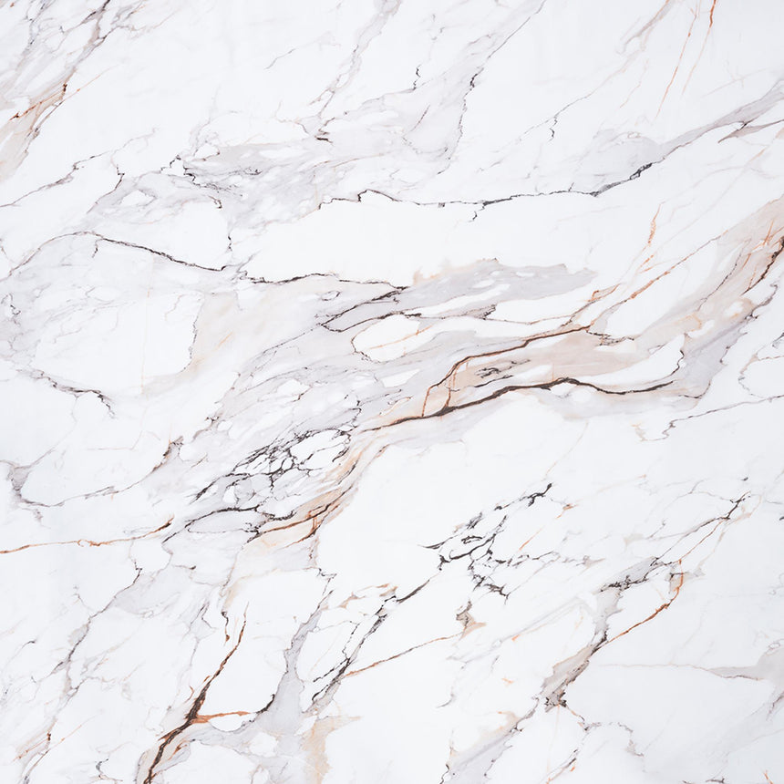 Lorea Console Table - White Marble - Black Base