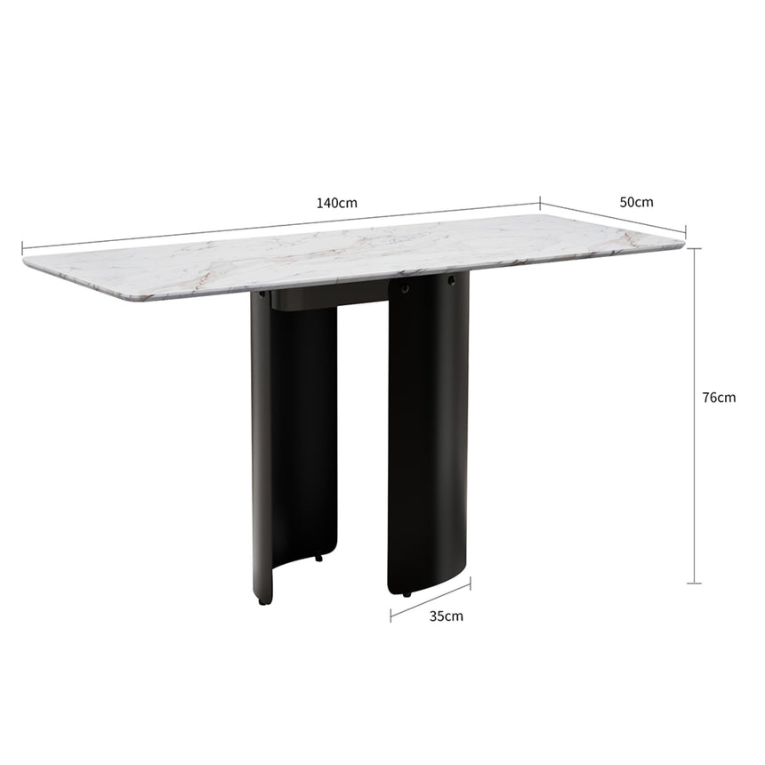 Lorea Console Table - White Marble - Black Base