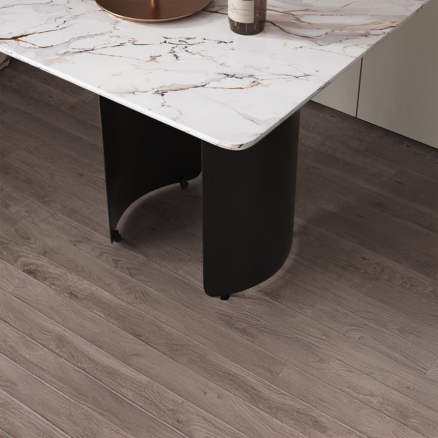 Lorea Side Table - Square - White Marble - Black Base