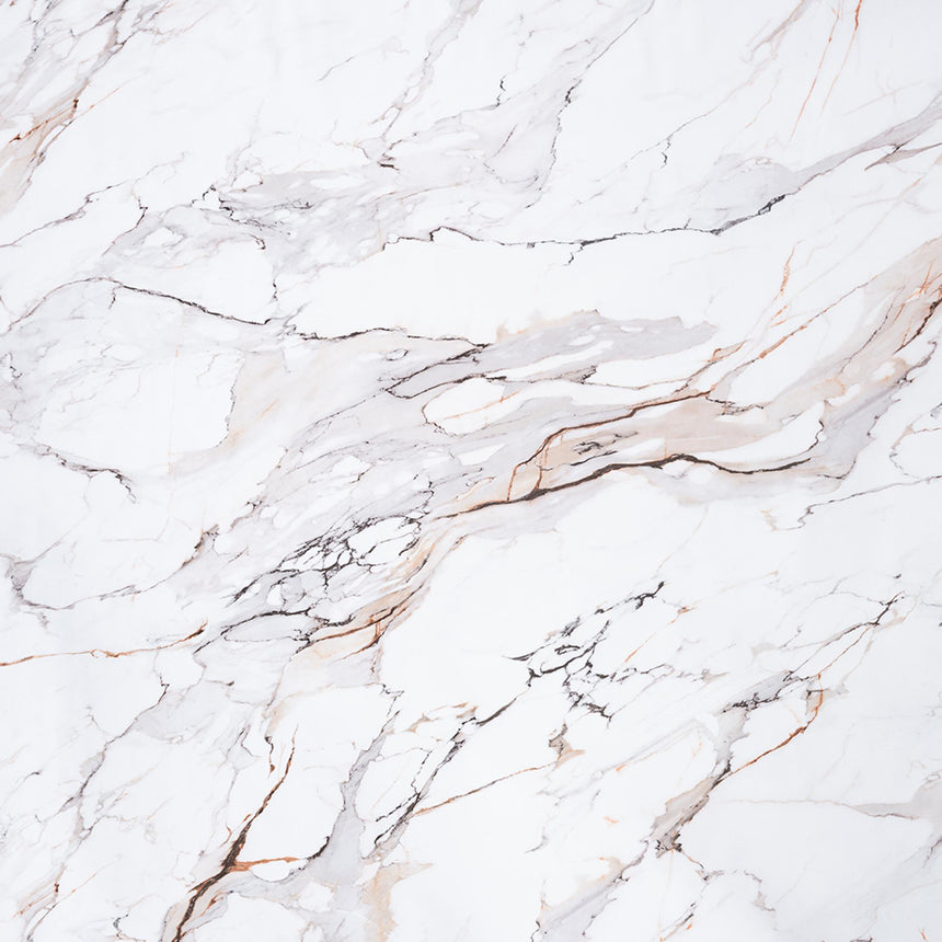 Lorea Side Table - Square - White Marble - Black Base