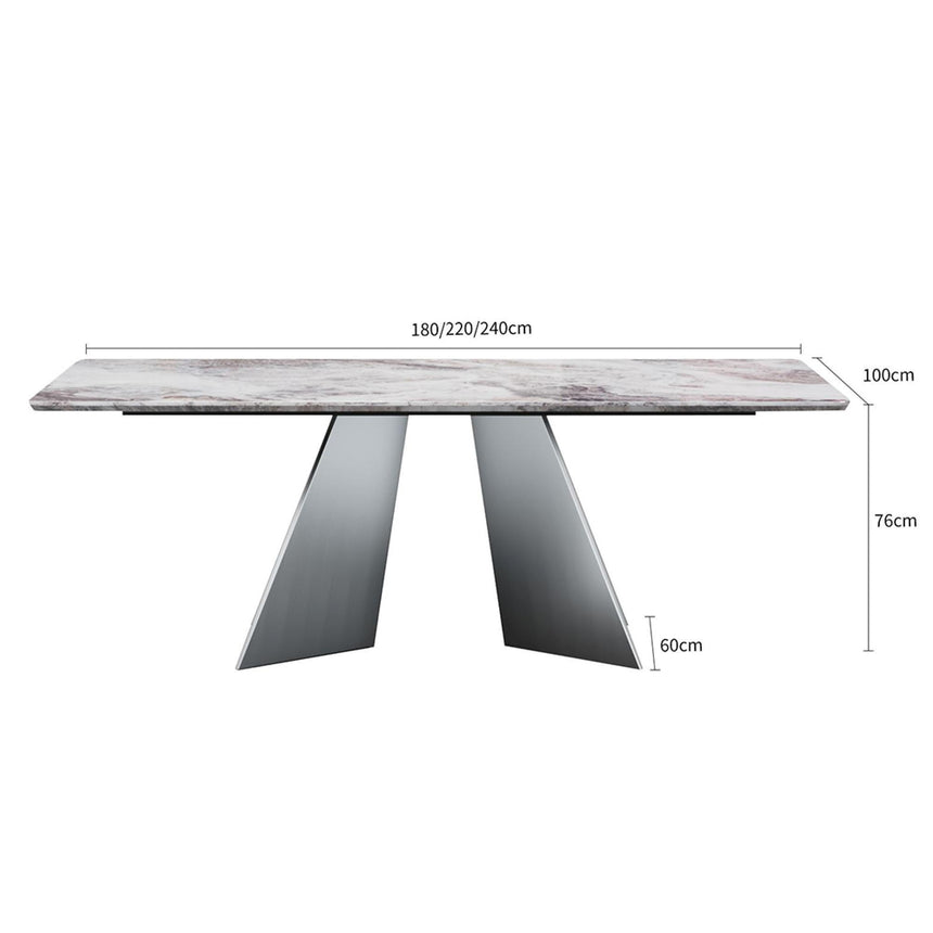 Taurus Dining Table - Beige Marble - Dark Grey Base - Sizes Available