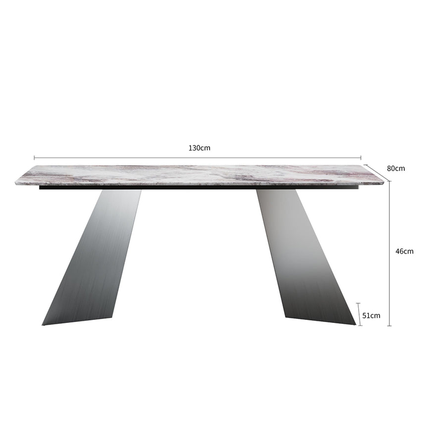 Taurus Coffee Table - Beige Marble - Dark Grey Base