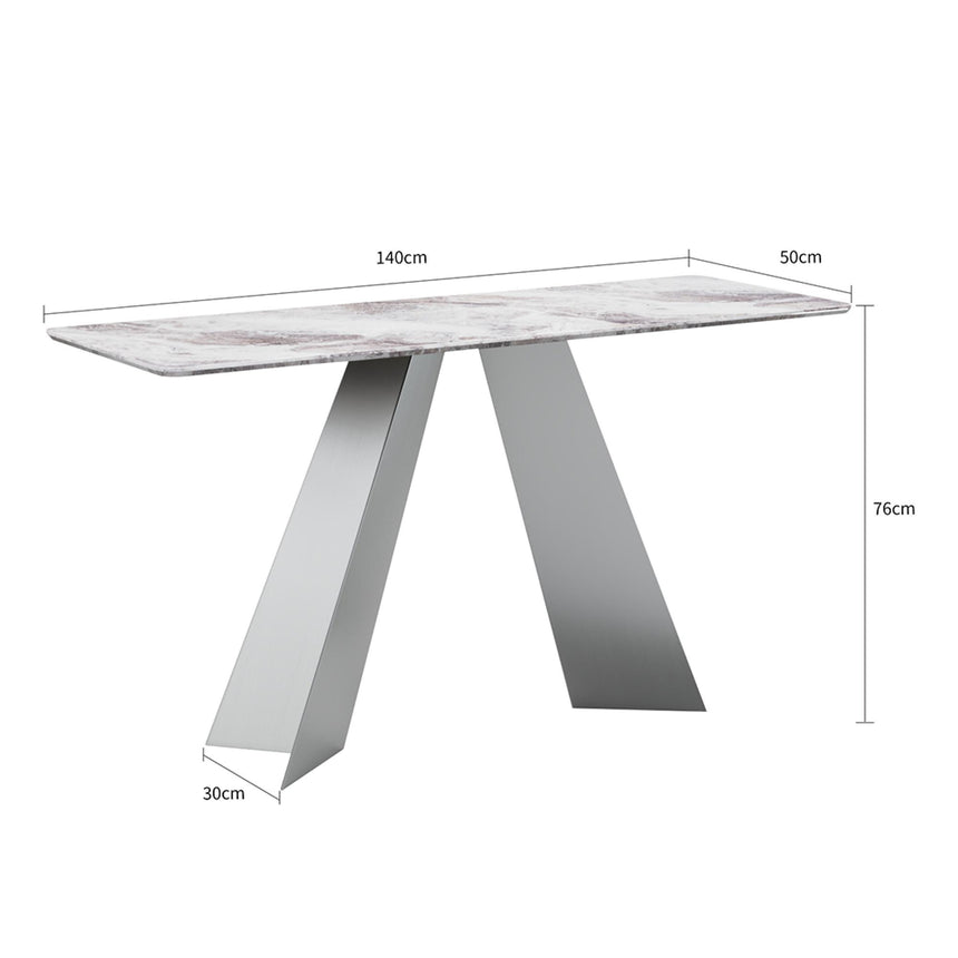 Taurus Console Table - Beige Marble - Dark Grey Base