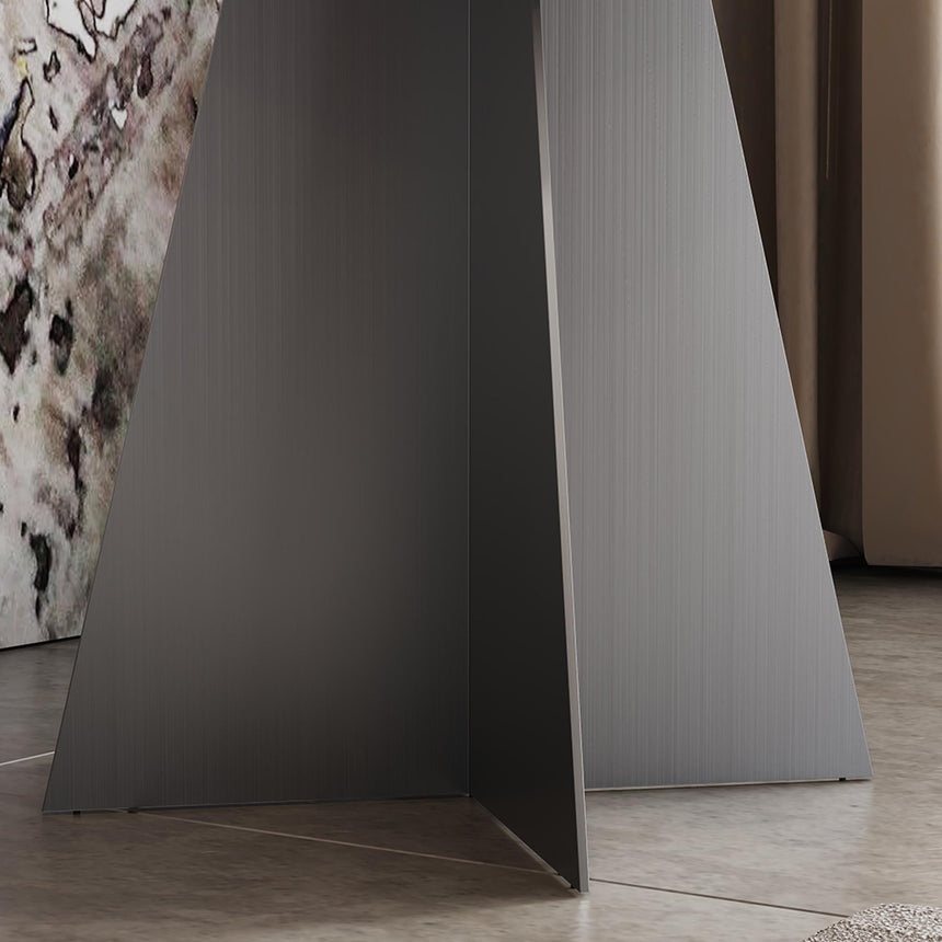 Taurus Side Table - Square - Beige Marble - Dark Grey Base
