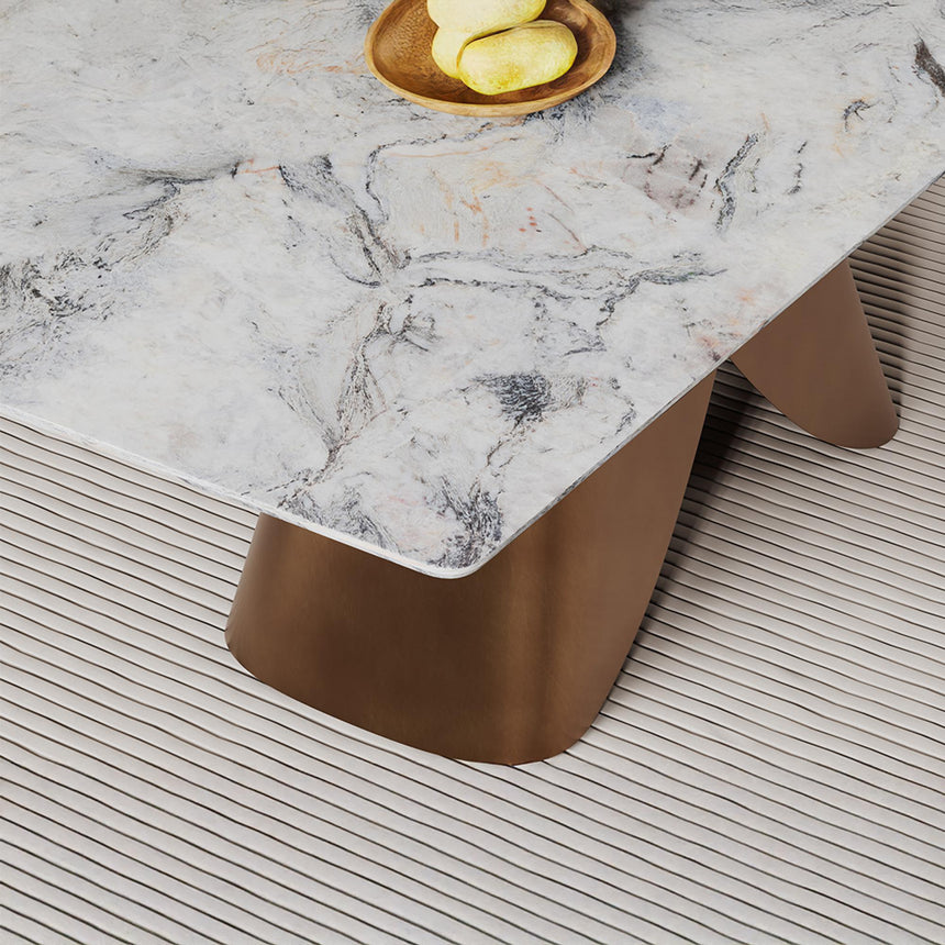 Enterprise Dining Table - Grey Marble - Brass Base - Sizes Available