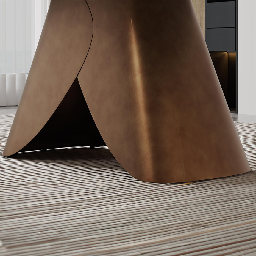 Enterprise Dining Table - Grey Marble - Brass Base - Sizes Available