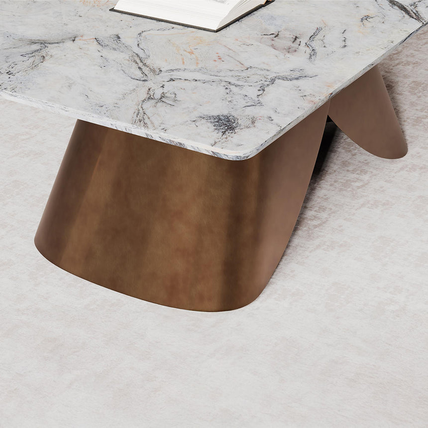 Enterprise Coffee Table - Grey Marble - Brass Base