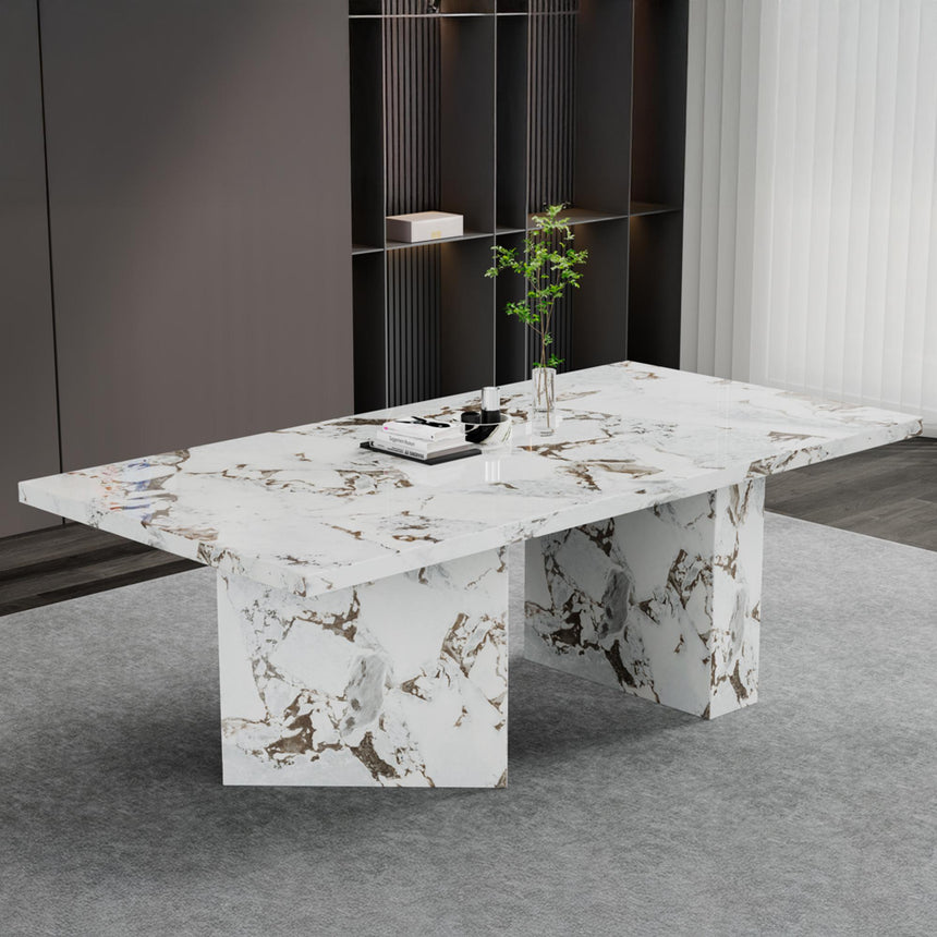 Viola Dining Table - 8 Seater - 200cm - White Marble