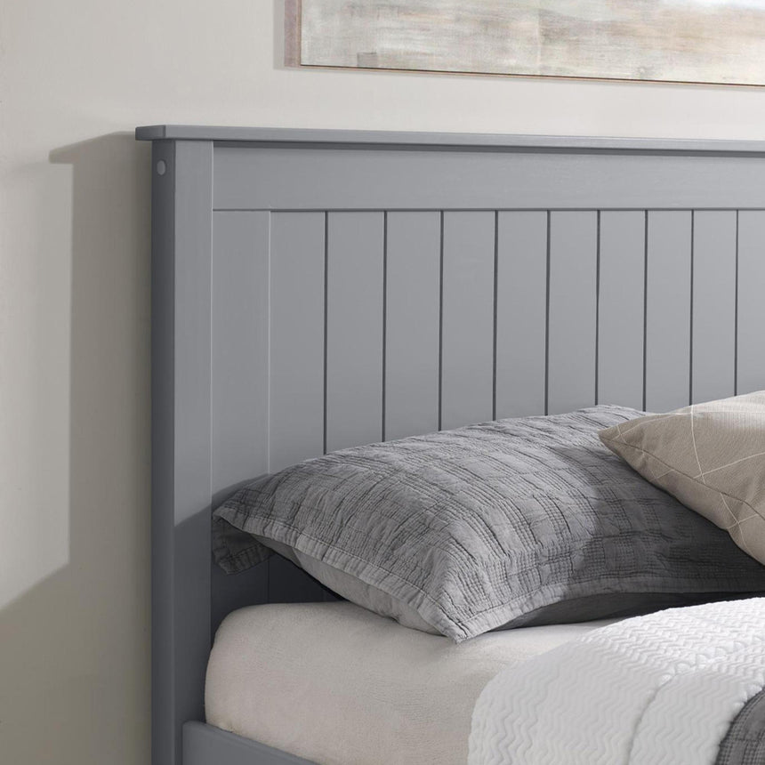 Travis Grey Wooden Bed - High Footend - Sizes Available