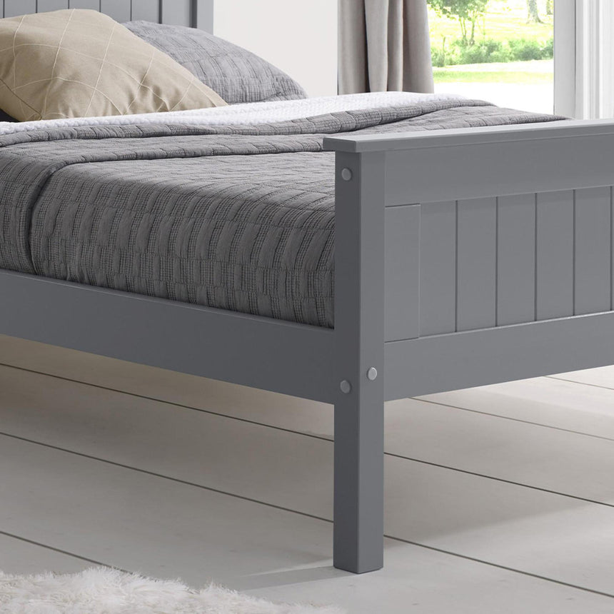 Travis Grey Wooden Bed - High Footend - Sizes Available