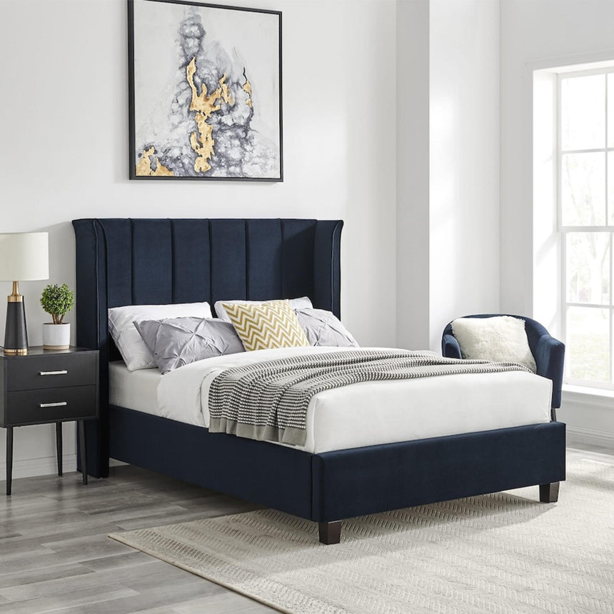 Posey Navy Blue Fabric Bed - Sizes Available