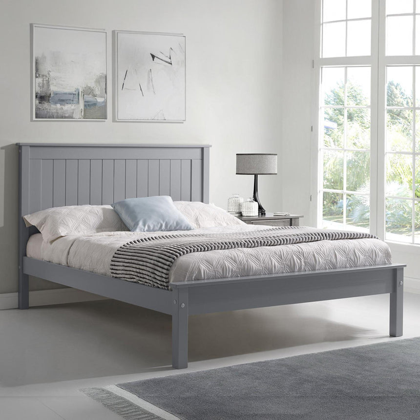 Travis Grey Wooden Bed - Low Footend - Sizes Available