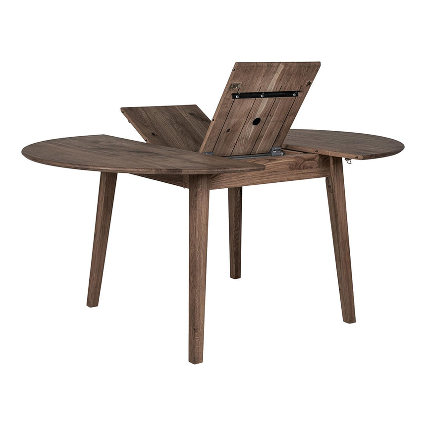 Metz Dining Table - Round - Butterfly Extending - 4-6 Seater - 118cm-158cm - Smoked Oak