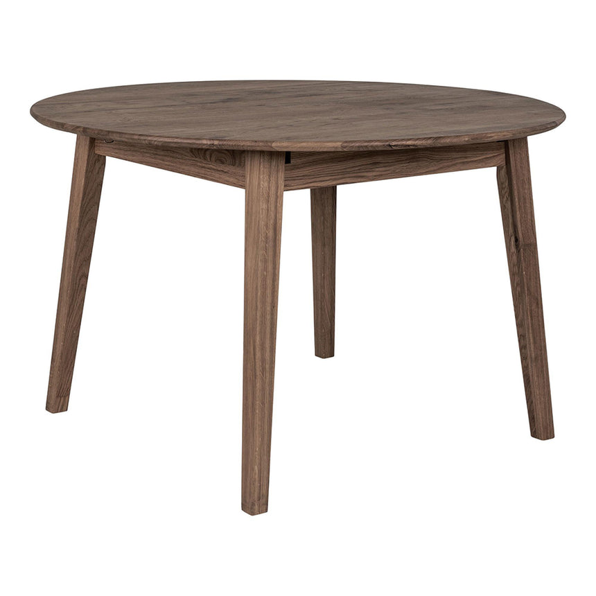 Metz Dining Table - Round - Butterfly Extending - 4-6 Seater - 118cm-158cm - Smoked Oak