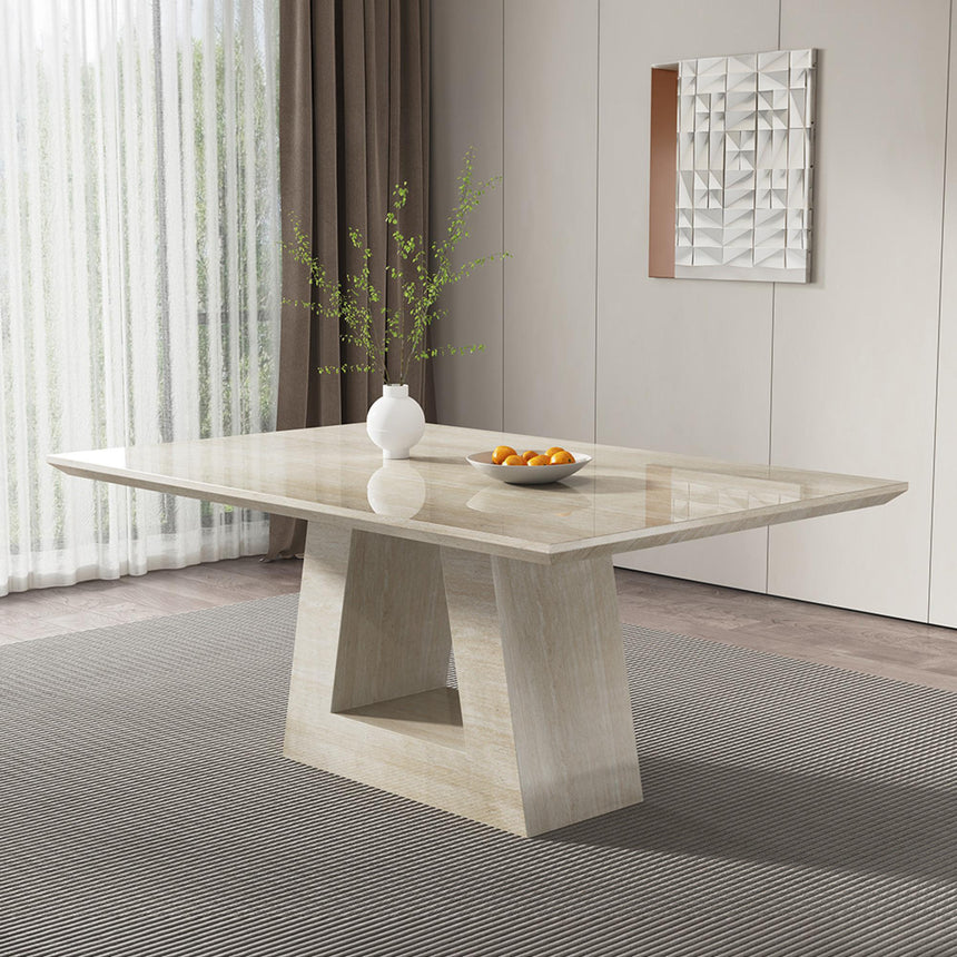 Milan Dining Table - Travertine Beige Engineered Marble - Sizes Available