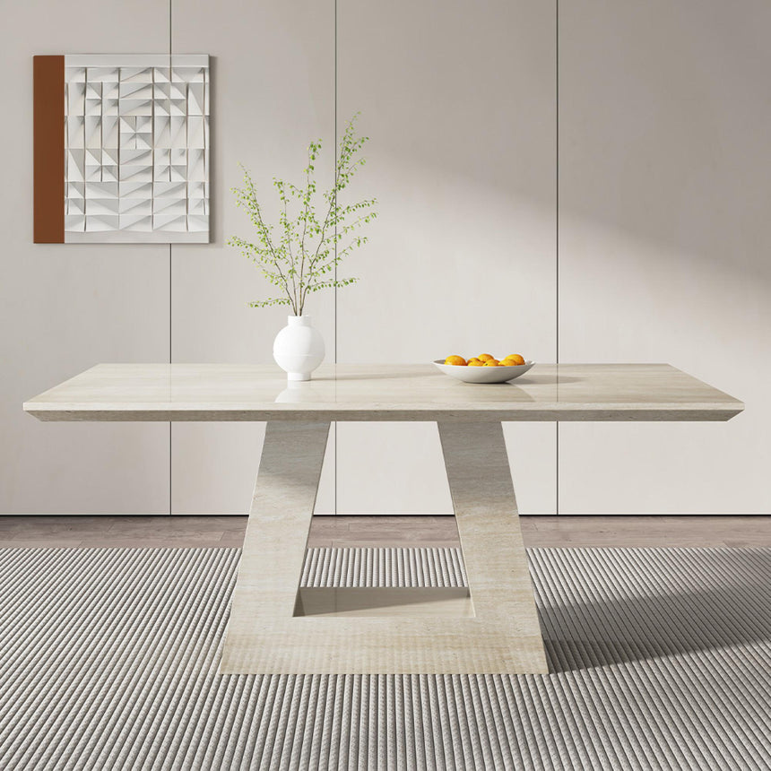 Milan Dining Table - Travertine Beige Engineered Marble - Sizes Available