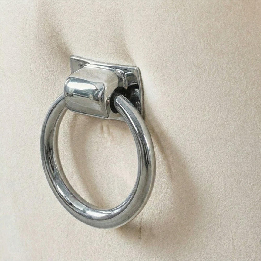 Knocker Back Dining Chair - Champagne Velvet Fabric - Black Wooden Legs