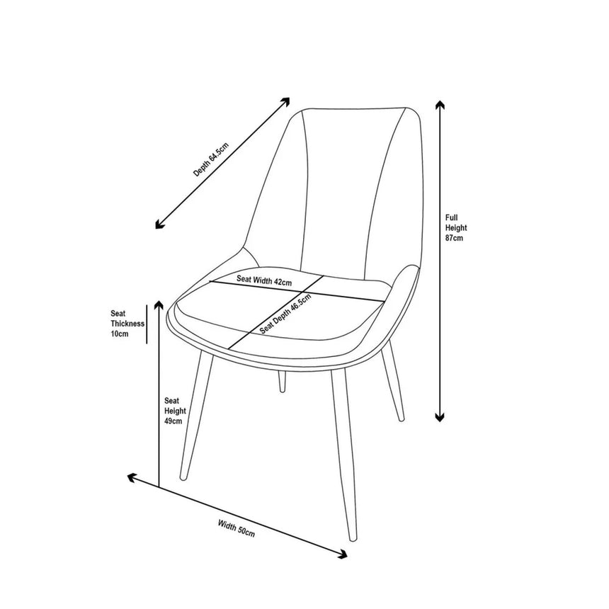 Darwin Dining Chair - Cream Fabric - Black Legs