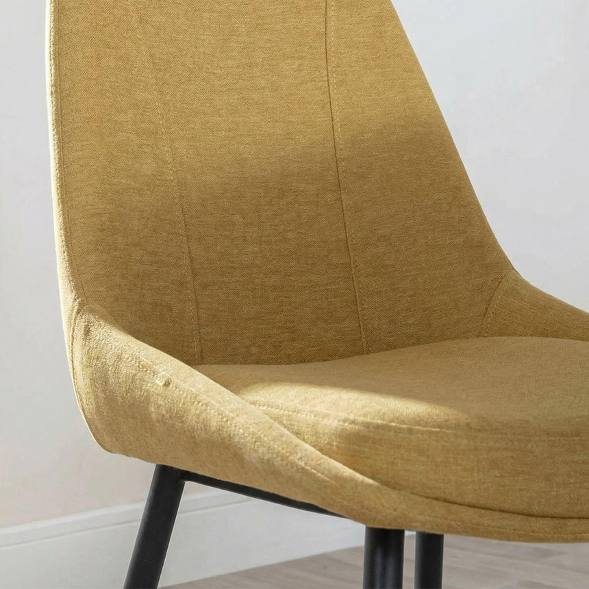 Darwin Dining Chair - Yellow Fabric - Black Legs