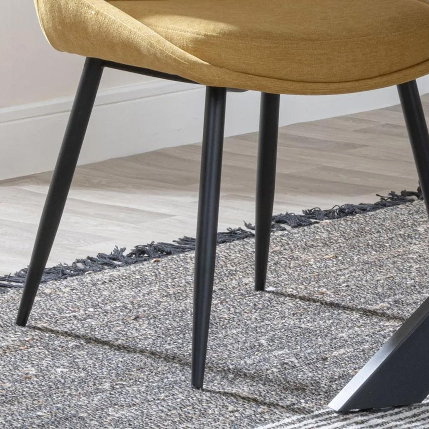 Darwin Dining Chair - Yellow Fabric - Black Legs