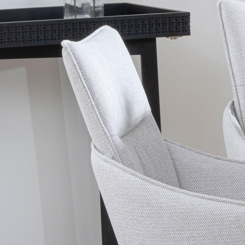 Ace Dining Chair - Swivel - Beige Fabric - Black Legs