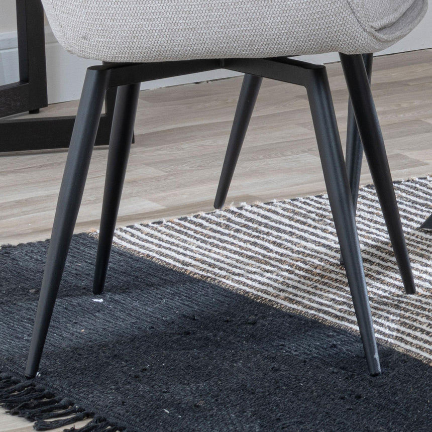 Ace Dining Chair - Swivel - Beige Fabric - Black Legs
