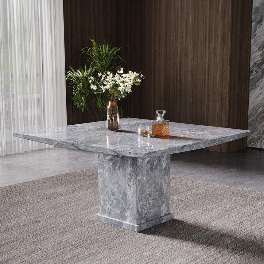 Turin Square Dining Table - 8 Seater - 140cm - Grey Marble