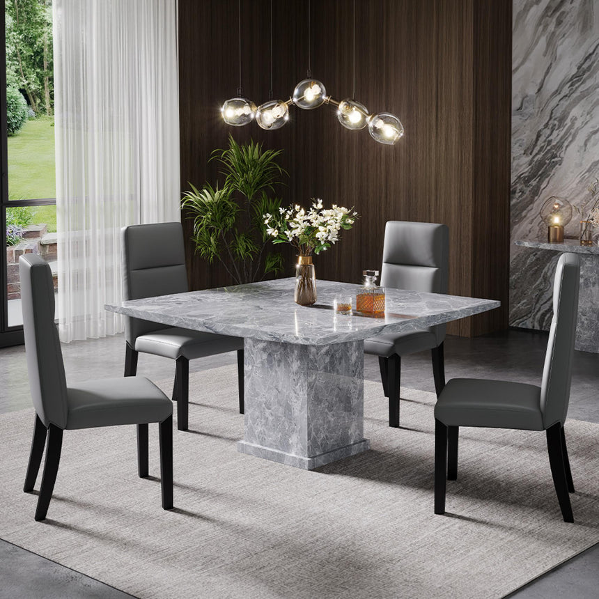 Turin Square Dining Table - 8 Seater - 140cm - Grey Marble