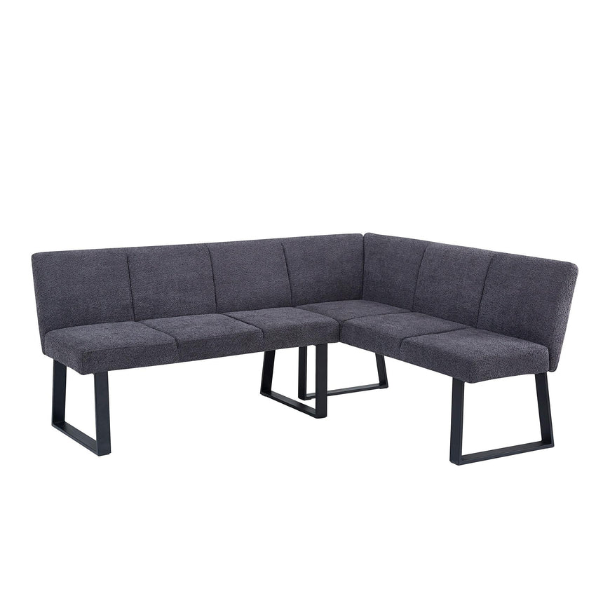 Bronx Corner Dining Bench - Dark Grey Fabric - RHF