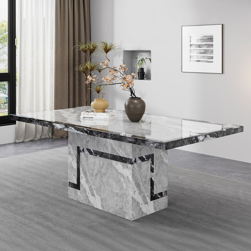Venice Dining Table - Armani Grey Engineered Marble - Sizes Available