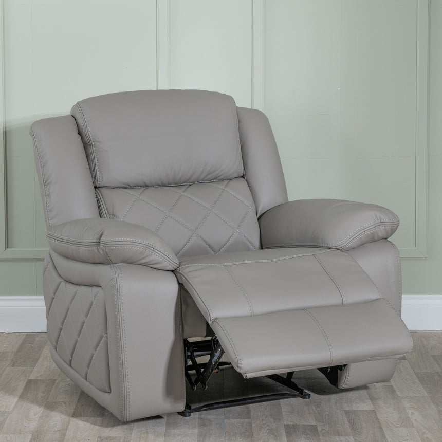 Sidcup Light Grey Leather Recliner Armchair