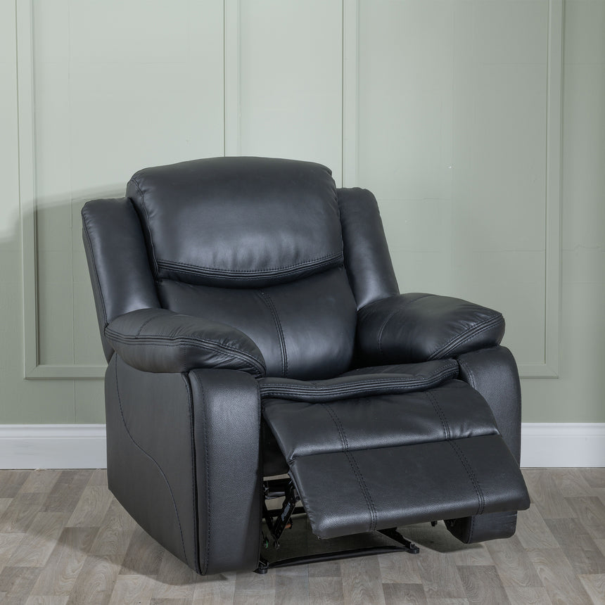 Stamford Black Leather Recliner Armchair