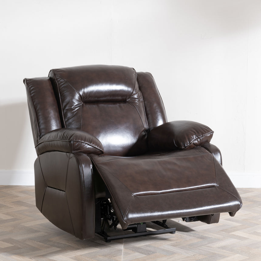 Abruzzo Dark Brown Leather Recliner Armchair