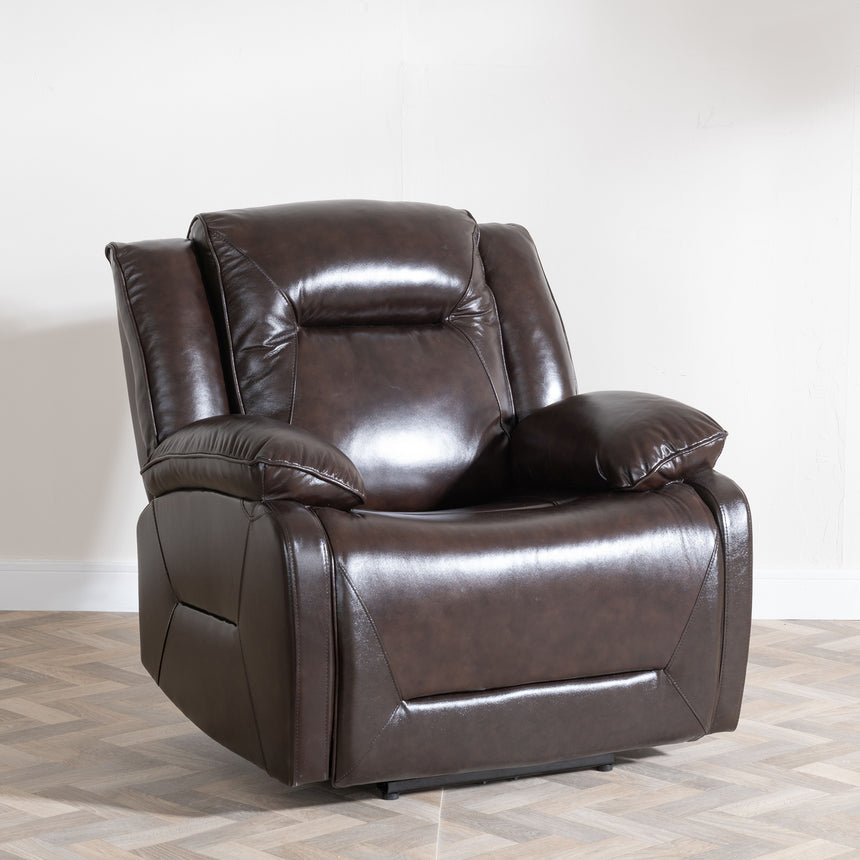 Abruzzo Dark Brown Leather Recliner Armchair