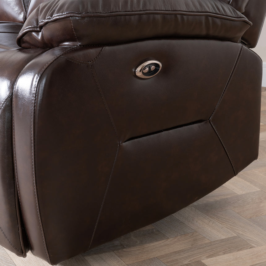 Abruzzo Dark Brown Leather Recliner Armchair