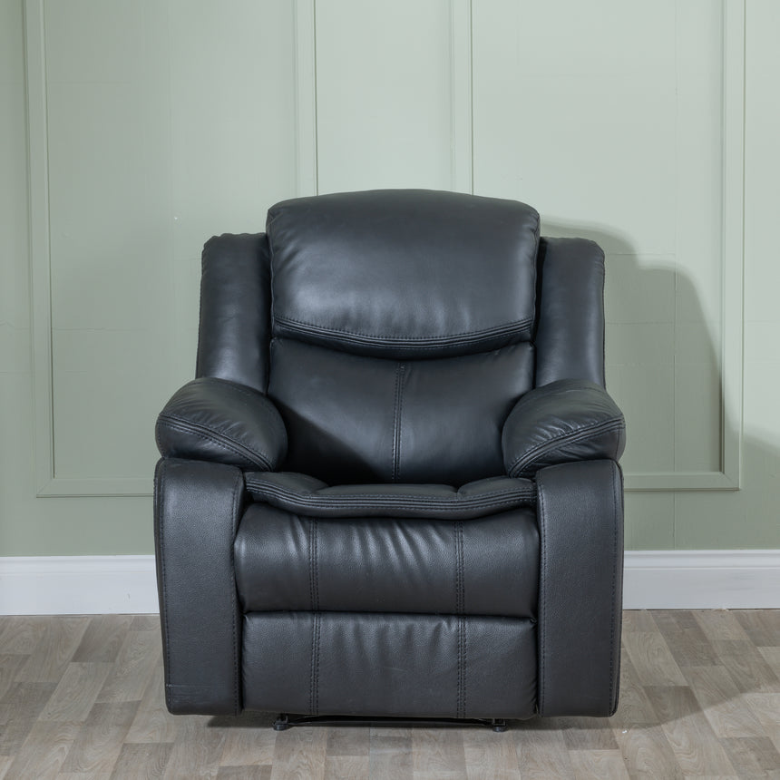 Stamford Black Leather Recliner Armchair