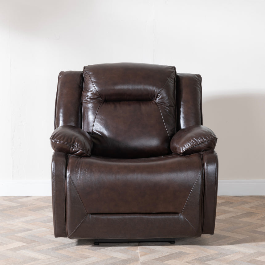 Abruzzo Dark Brown Leather Recliner Armchair